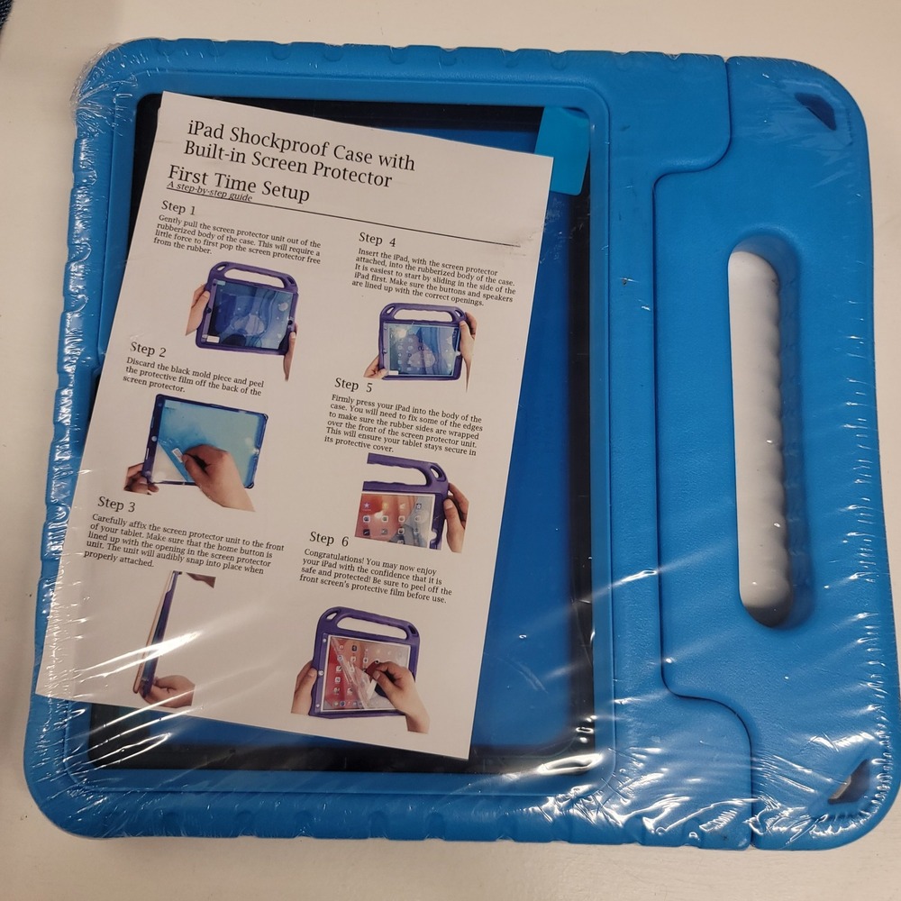 iPad Shockproof Case with Built-in‎ Screen Protector Blue